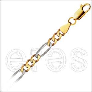 Bracelet figaro 21 cm (poignet large), largeur 4.5 mm.
